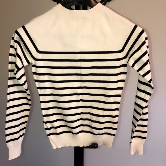 H&M Striped black & white sweater gold buttons XS - Picture 2 of 2